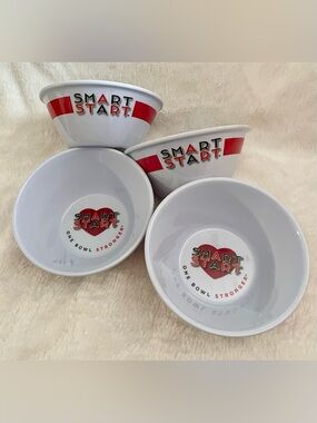 Smart Start White and Red Logo Bowls (Set of 4)
